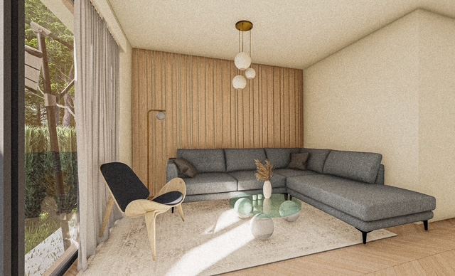 Three-storey terraced house in Banevo – modern construction, yard and two parking spaces