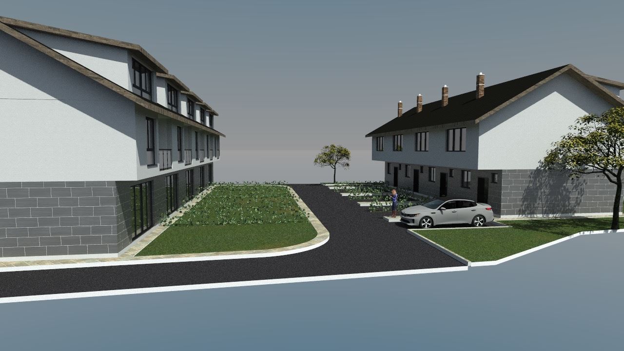 Three-storey terraced house in Banevo – modern construction, yard and two parking spaces