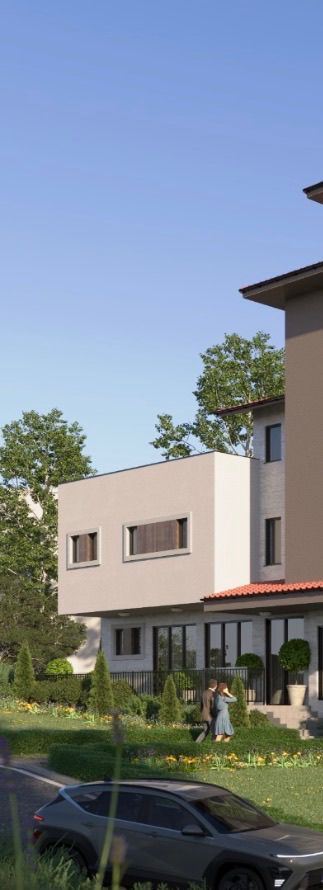 Luxury spacious house with panoramic terraces and a private garden in a modern complex near the sea