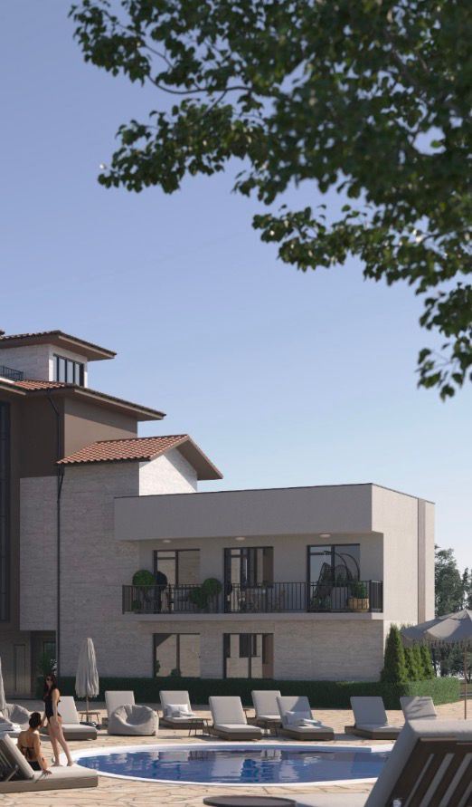 Luxury spacious house with panoramic terraces and a private garden in a modern complex near the sea