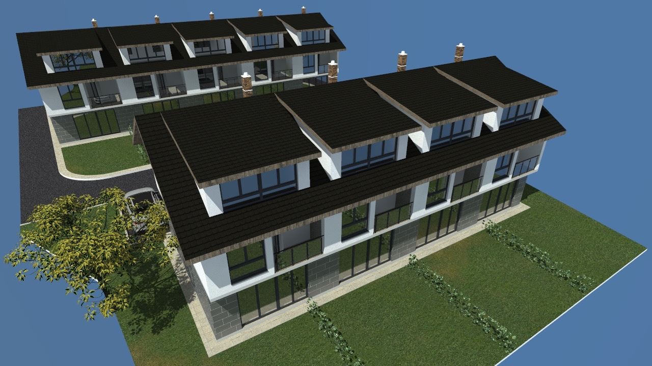 Three-storey terraced house in Banevo – modern construction, yard and two parking spaces